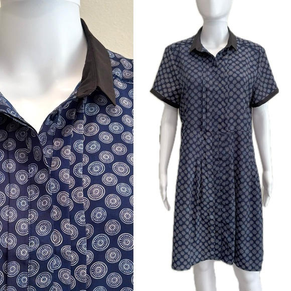 Jason Wu for Target Medallion Print Shirtdress Size XL Navy Pleated Short Sleeve - Picture 1 of 14